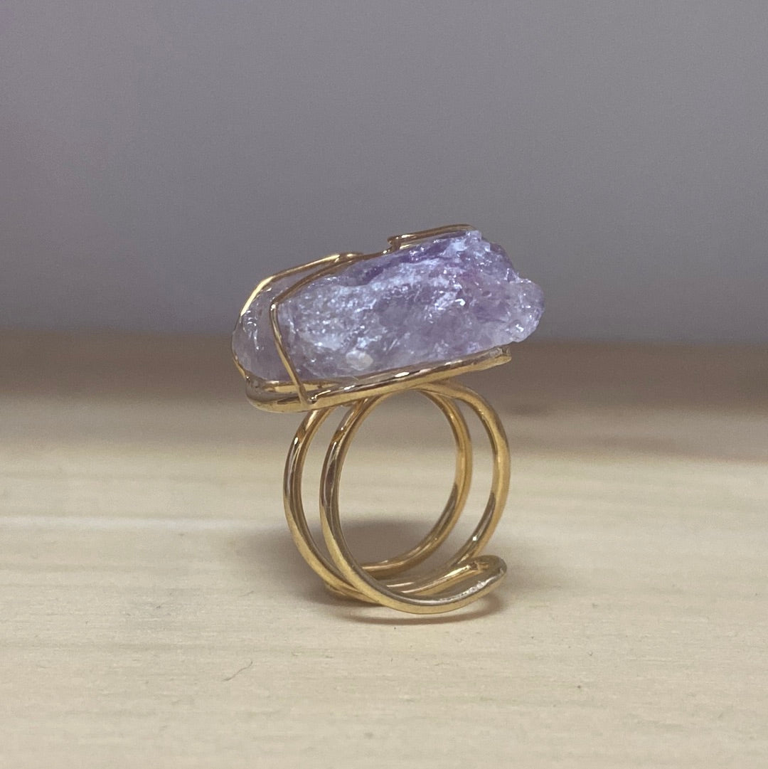 Raw Stone Golden Rings