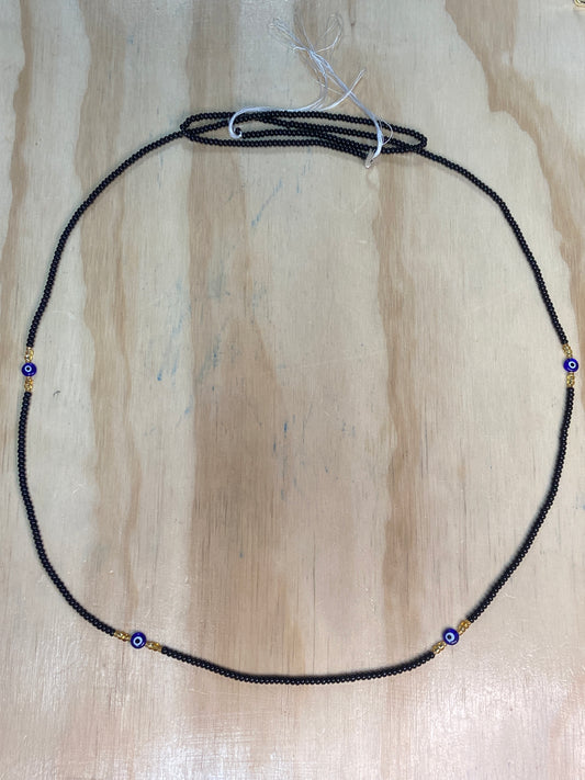 Evil Eye Black Waist Beads 55”