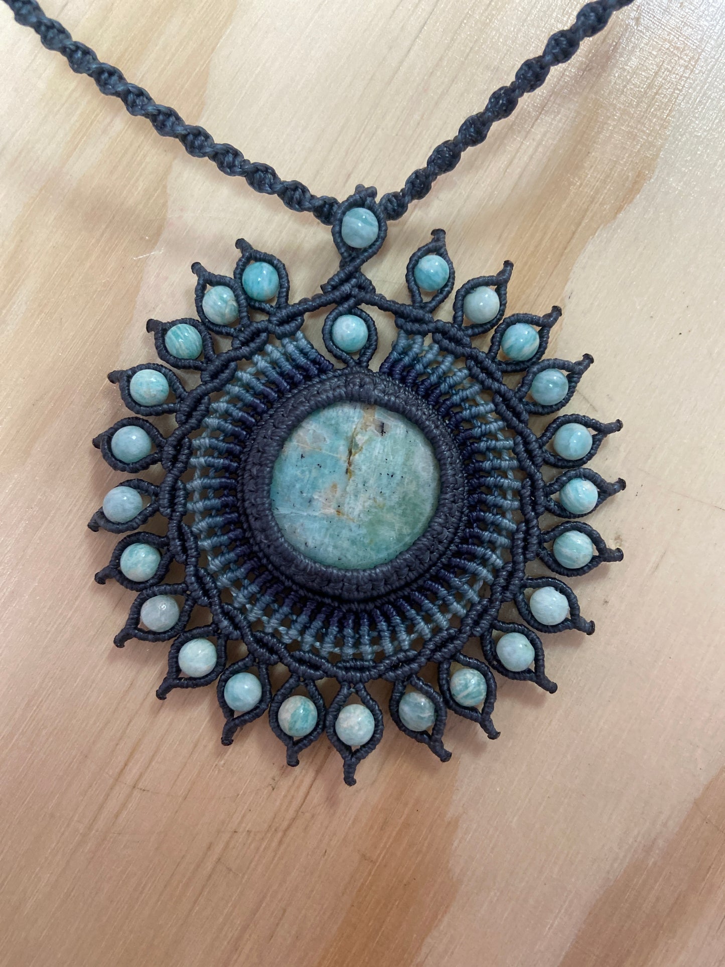 Amazonite Handmade Macrame Necklace