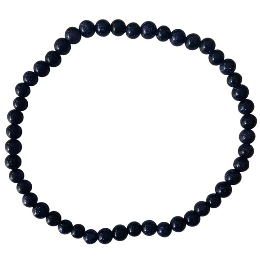 Blue Goldstone 4mm Bead Bracelet