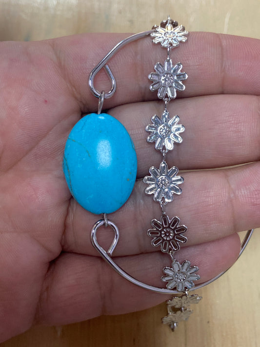 Conjunto de pulsera de turquesa con flores