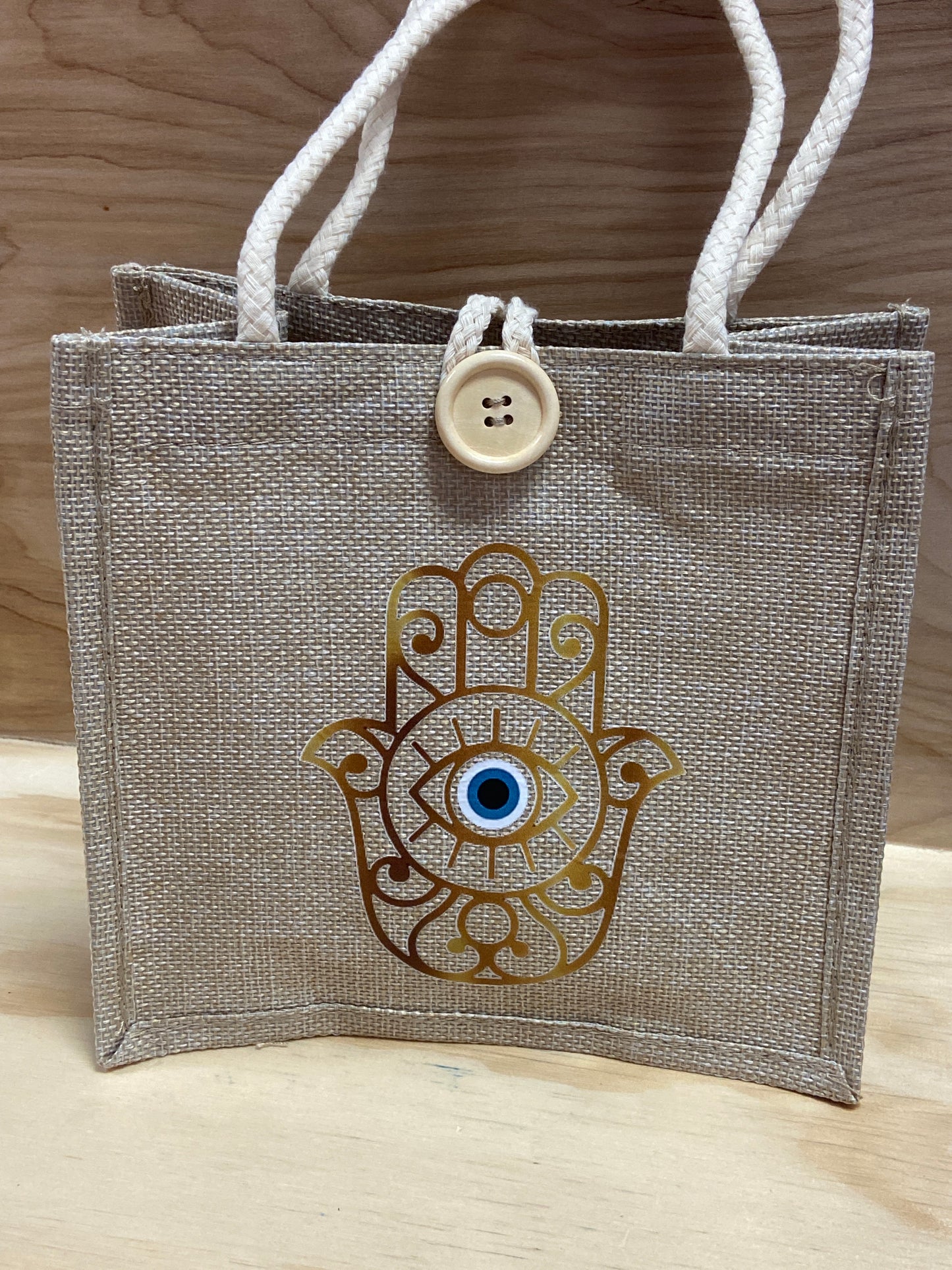 Small Tote Bag Evil Eye Beige