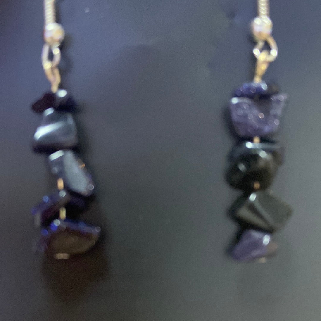 Blue Goldstone Chip Earrings