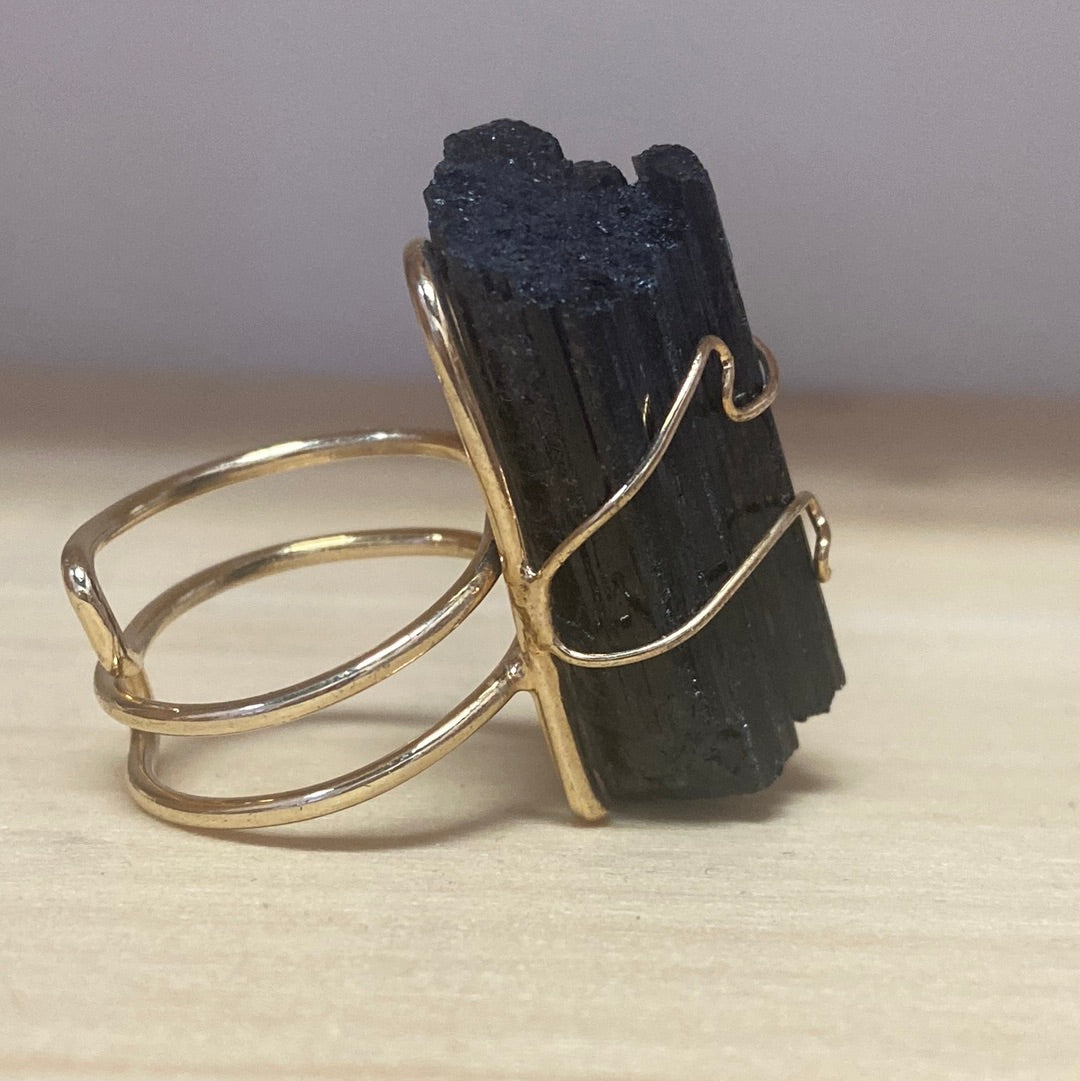 Raw Stone Golden Rings