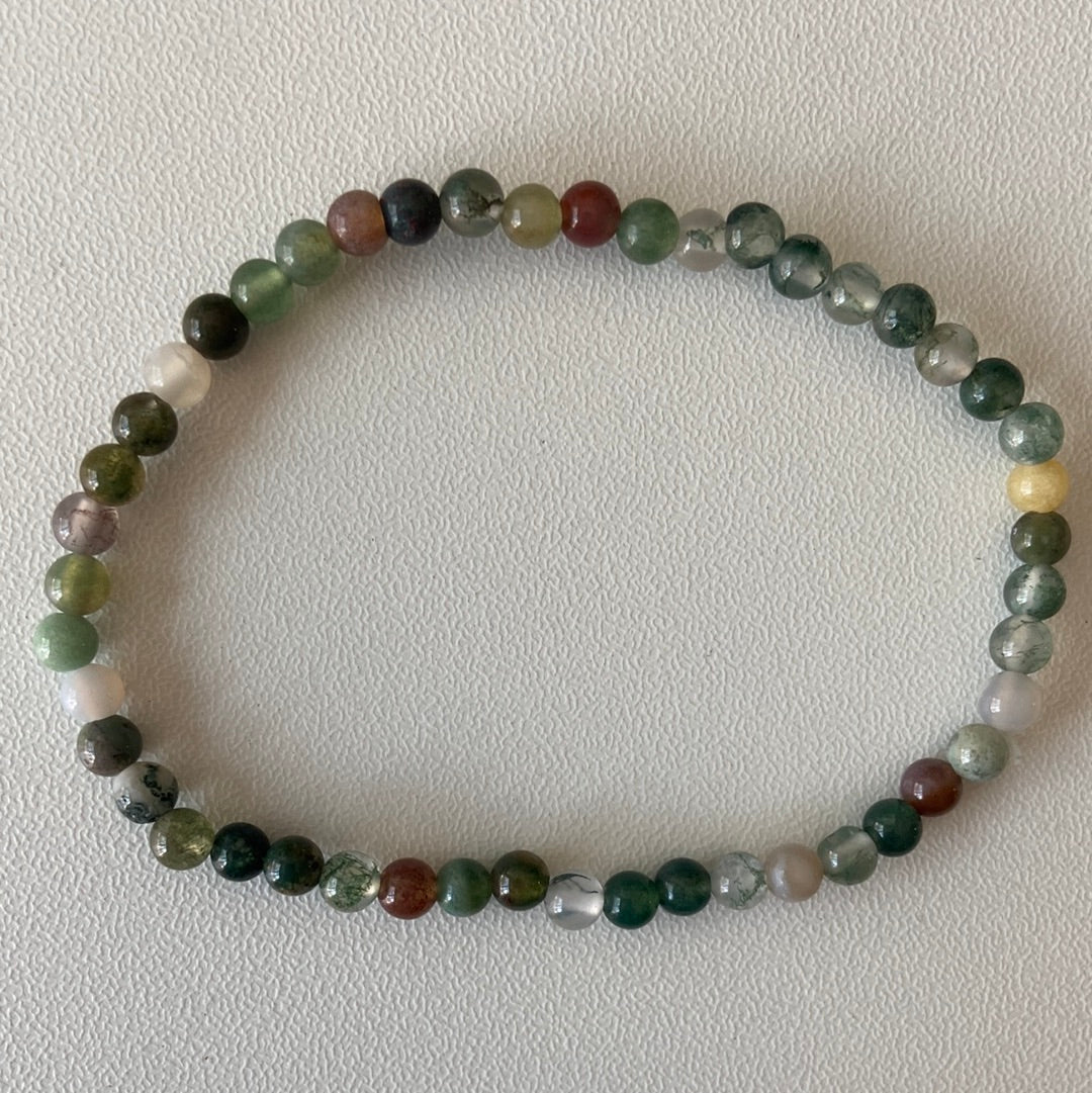 Ocean Grass Agate 4mm Bead Bracelet