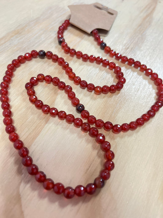 Carnelian 6mm faceted Beaded Necklace