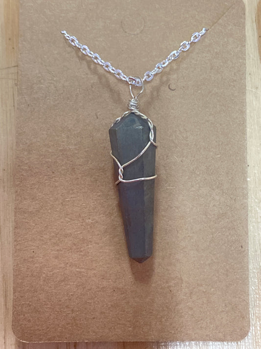 Pyrite Wire Wrap Point Pendant Necklace