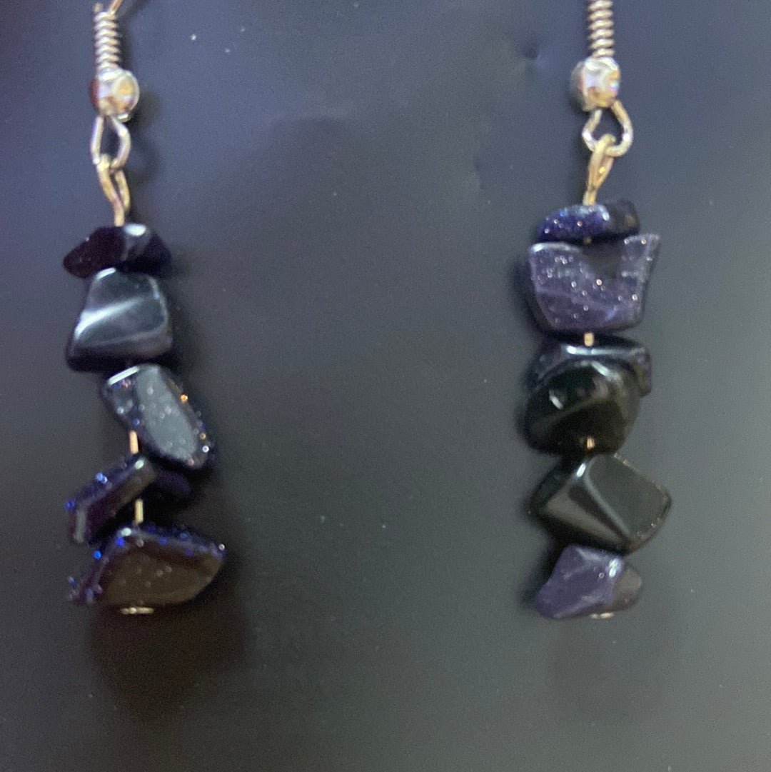 Blue Goldstone Chip Earrings