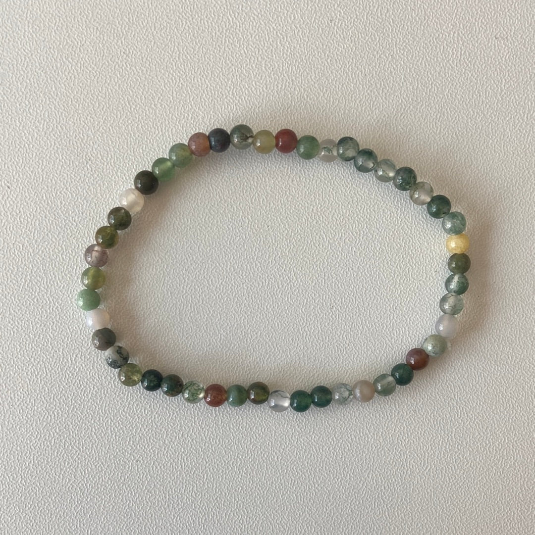 Ocean Grass Agate 4mm Bead Bracelet