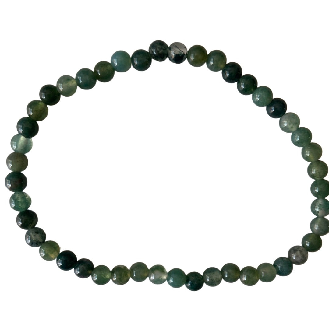 Ocean Grass Agate 4mm Bead Bracelet