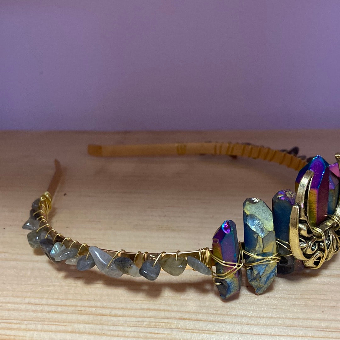 Titanium Labradorite Quartz Moon Crown
