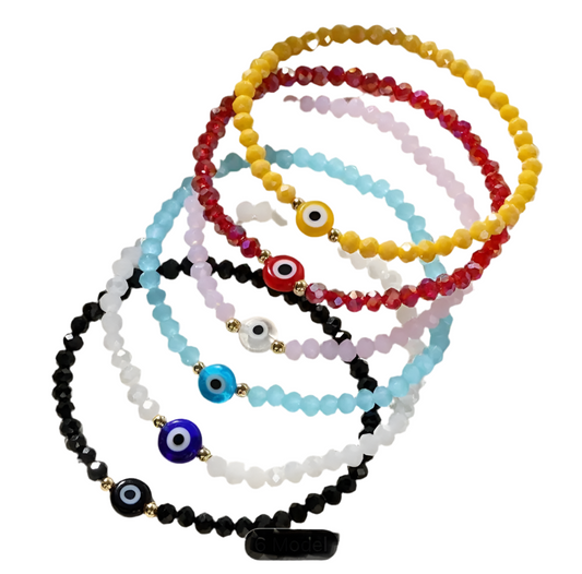 Evil Eye Bracelet Faceted Stones