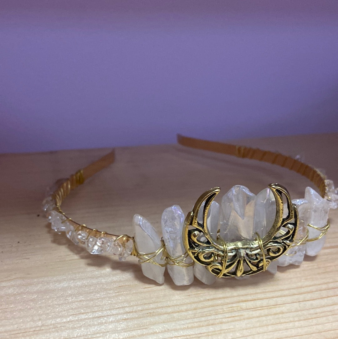 Clear Quartz Crown Goddess Moon