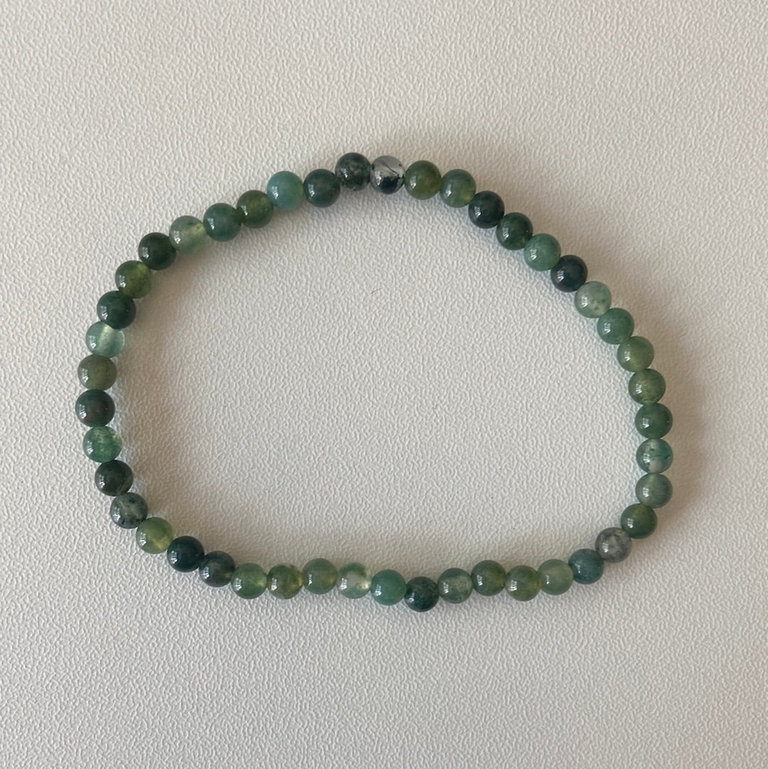 Ocean Grass Agate 4mm Bead Bracelet