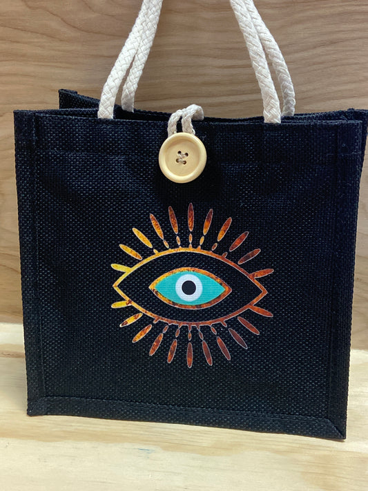 Smal Tote Bag Evil Eye Black