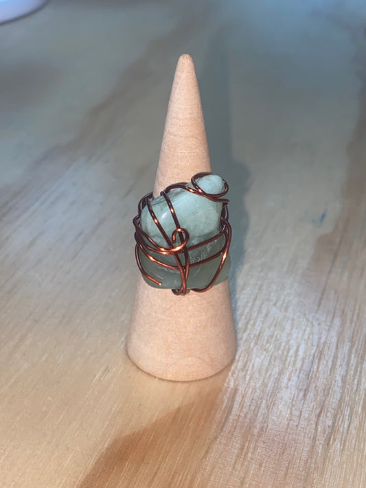 Green Aventurine Handmade Copper Ring