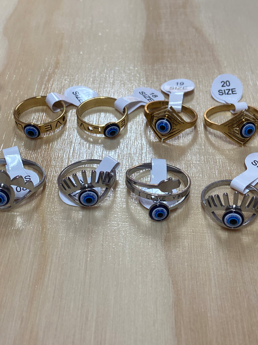 Stainless Steel Evil Eye Ring Variety