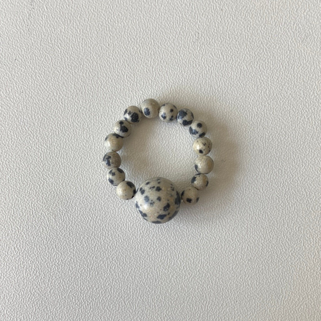 Dalmation Jasper Elastic Ring