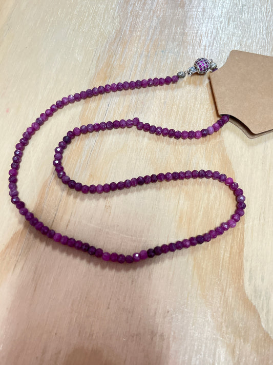 Ruby 3mm Faceted Ruby Necklace
