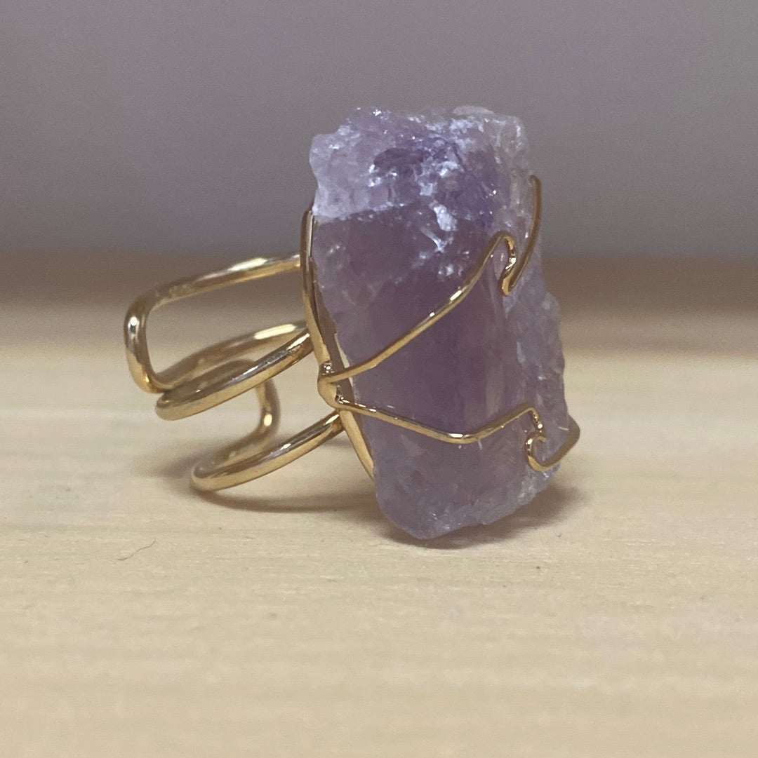 Raw Stone Golden Rings