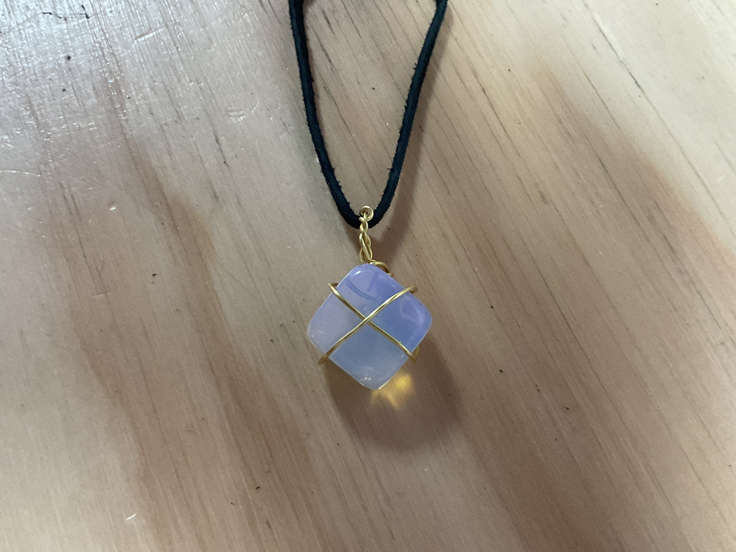 Opal Gold Copper Wire Suede necklace