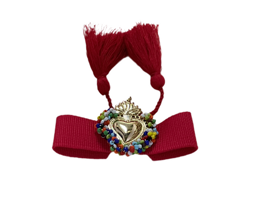 Pulsera Boho Ajustable Roja Corazón