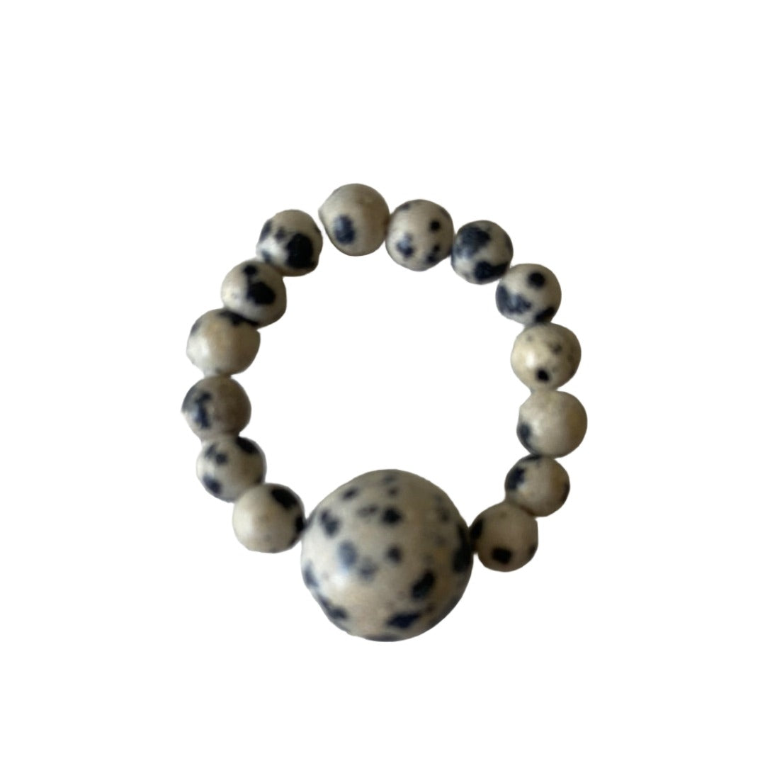 Dalmation Jasper Elastic Ring