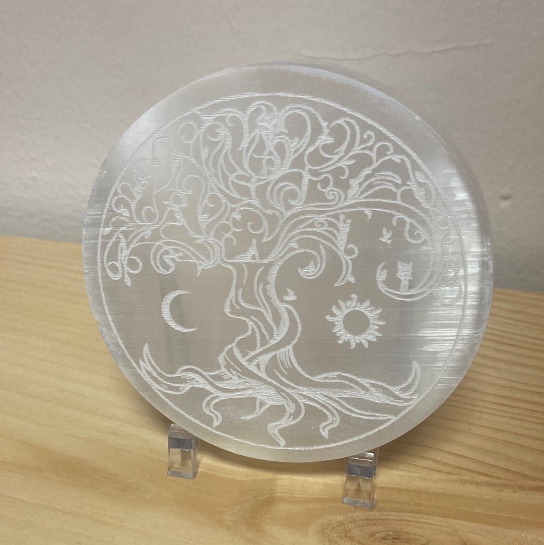 Tree of Life Selenite Disc