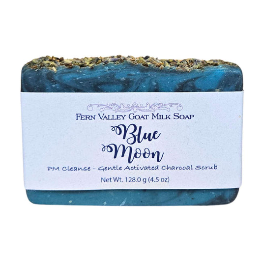 Jabón natural de leche de cabra | Exfoliante de carbón | Limpieza nocturna Blue Moon
