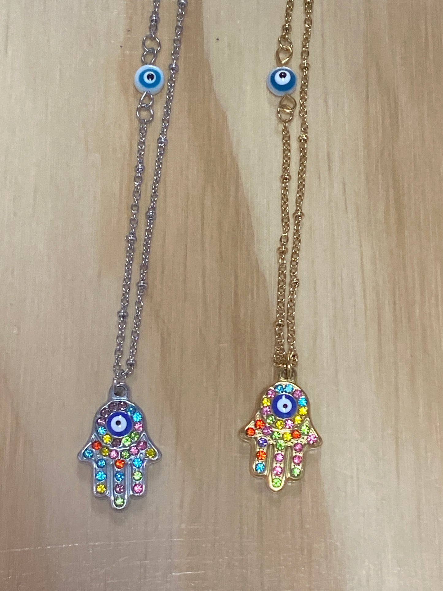 Hamsa Evil Eye Colorful Stainless Steel Necklace