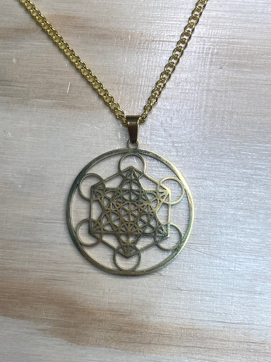 Stainless steel Metatron Flower of Life Necklace