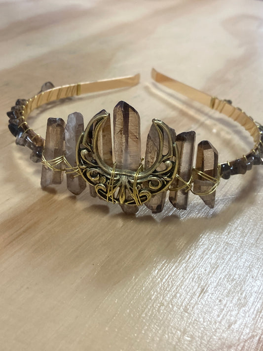 Smoky Quartz Moon Crown