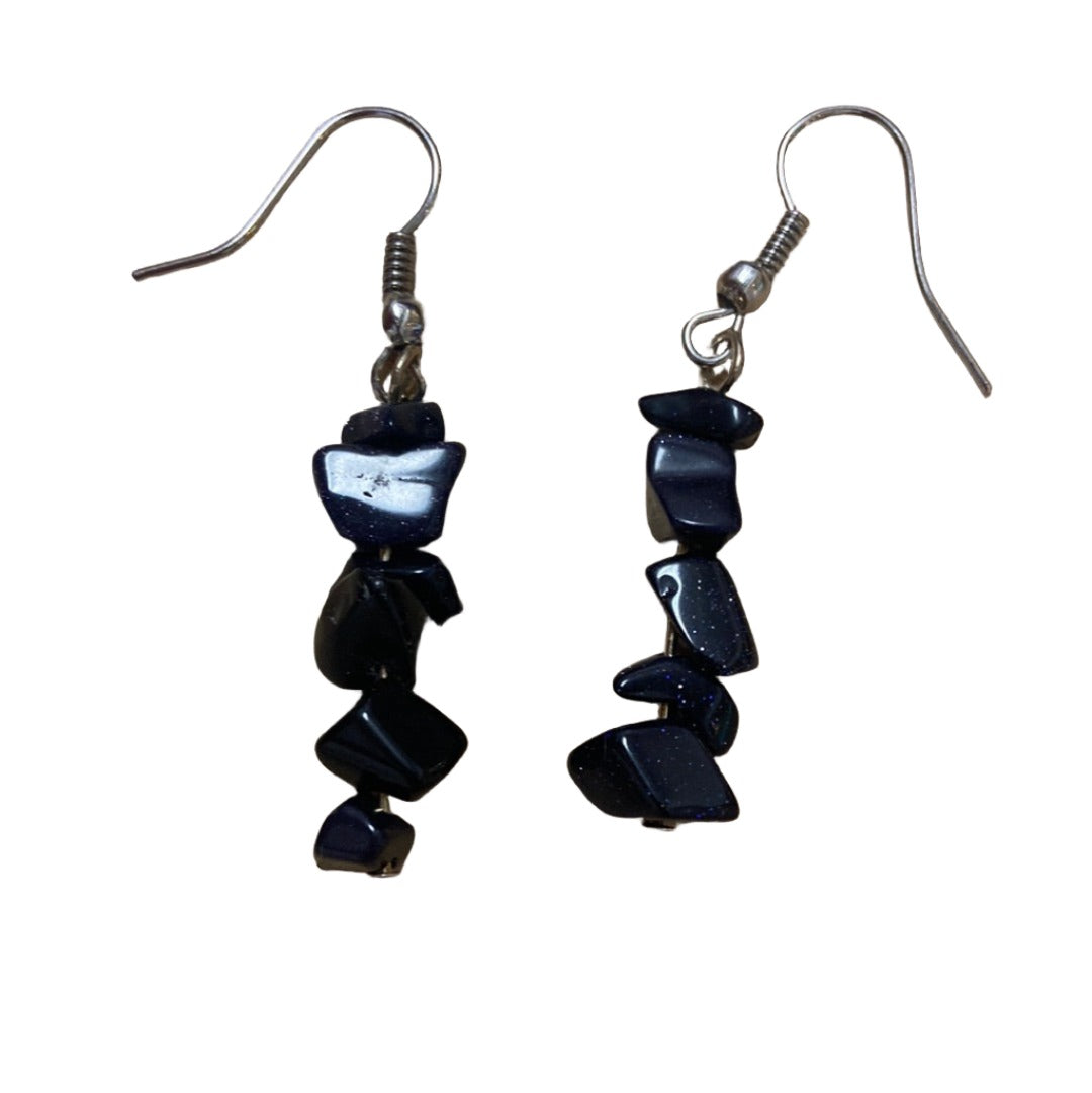 Blue Goldstone Chip Earrings