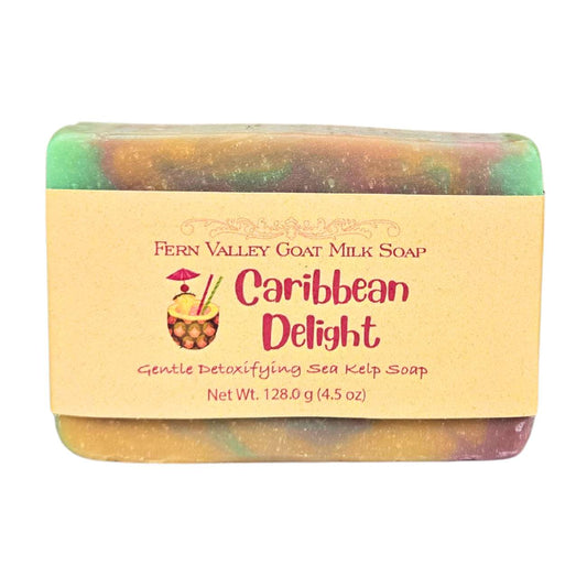 Jabón natural de leche de cabra | Exfoliante desintoxicante de algas marinas Caribbean Delight