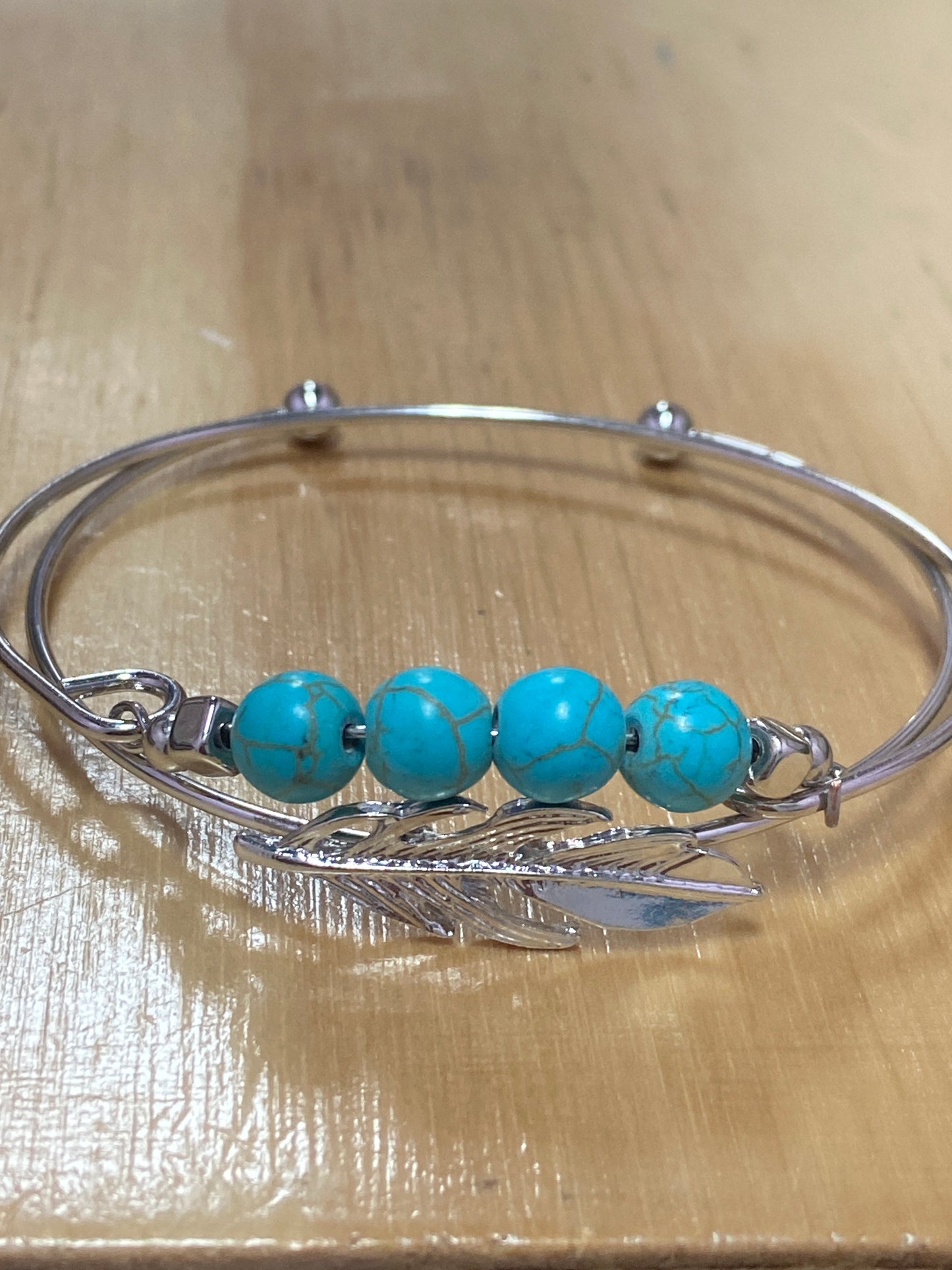 Turquoise Feather Bangles Bracelet Set