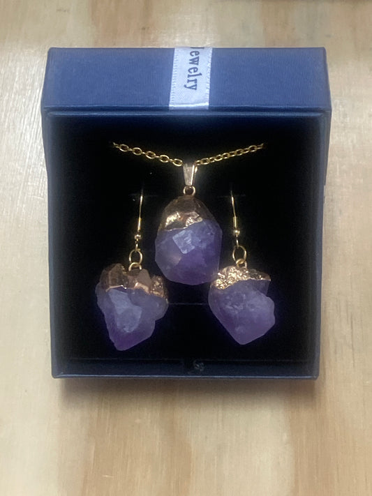 Amethyst Earrings and Necklace Set