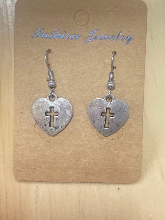 Heart Cross Earrings
