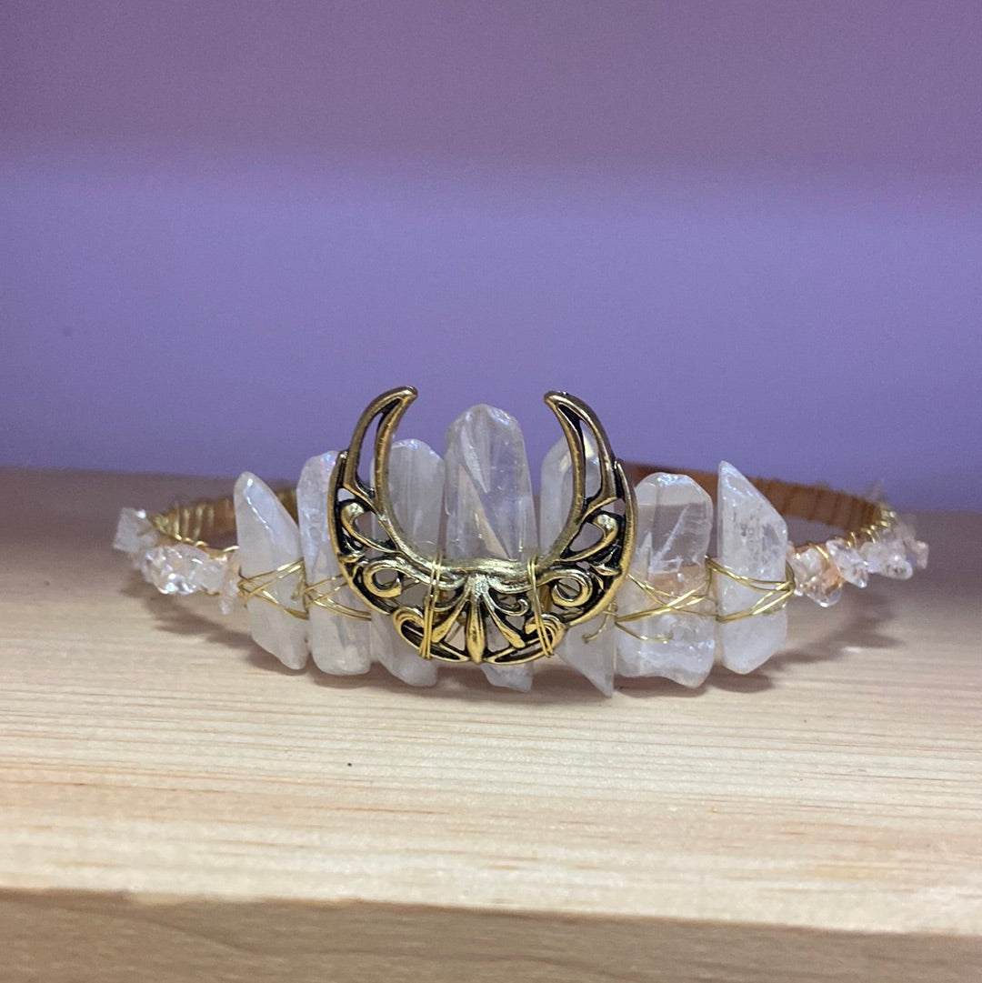 Clear Quartz Crown Goddess Moon