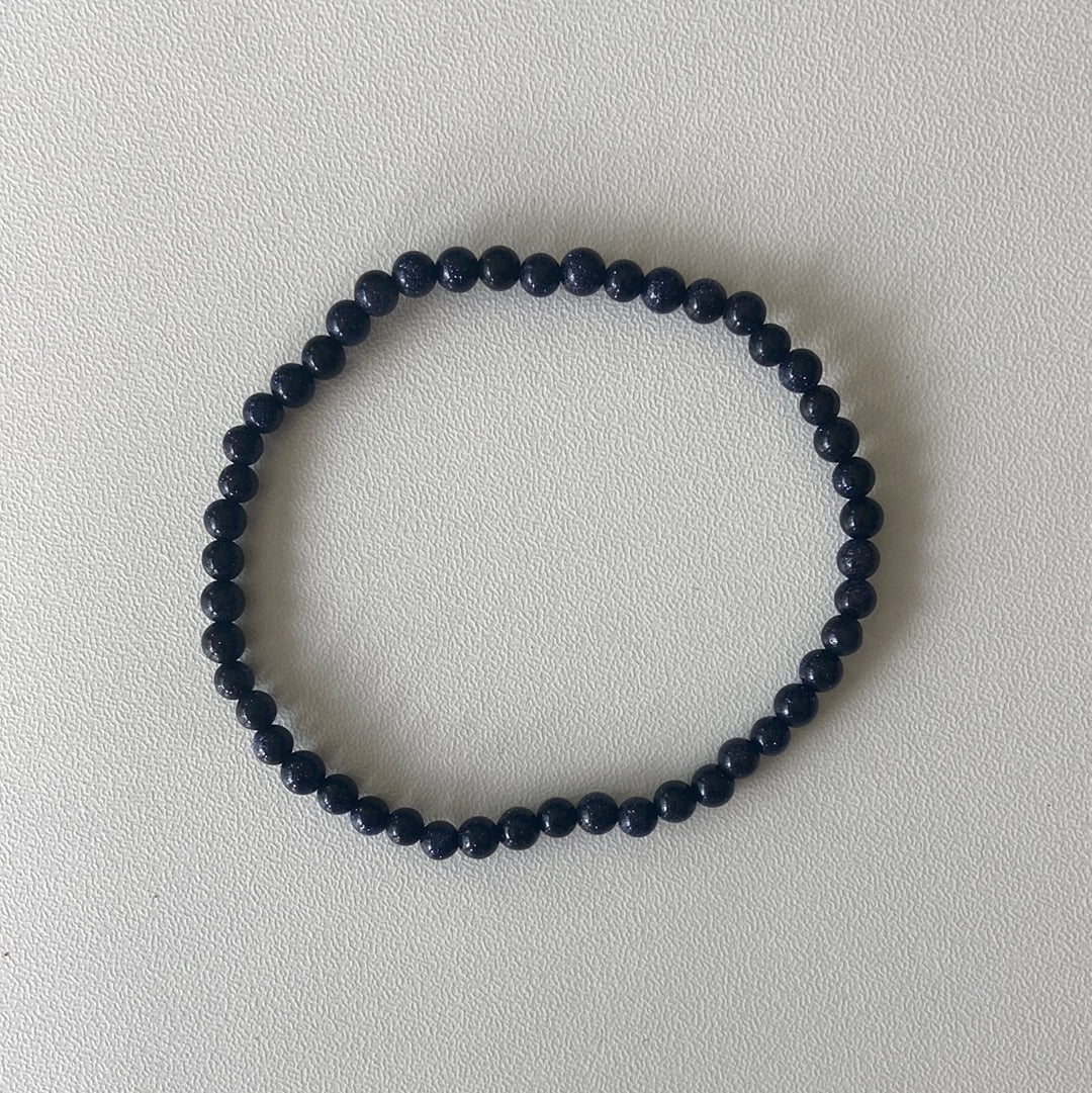 Blue Goldstone 4mm Bead Bracelet