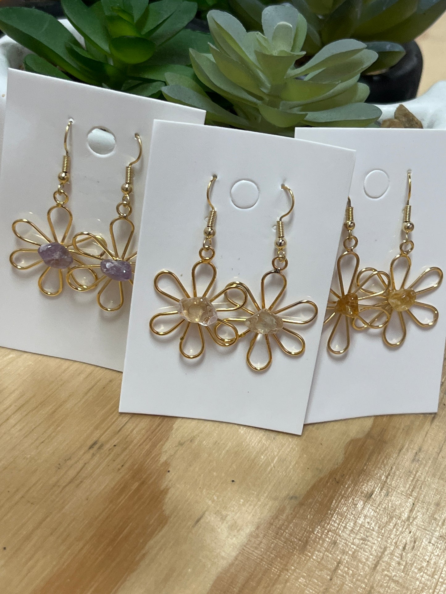 Gold Plated Flower Tumble Earrings