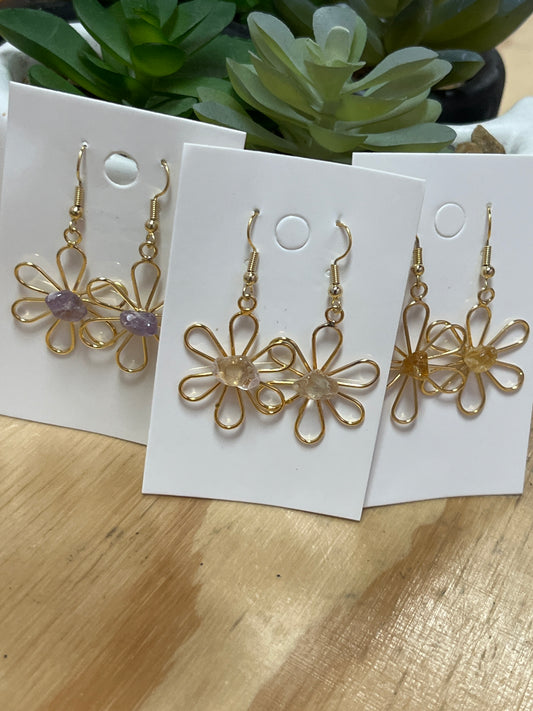 Gold Plated Flower Tumble Earrings
