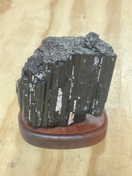 Large Tourmaline on Wood