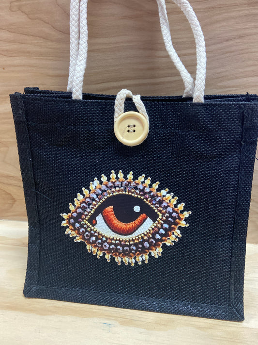 Small Fashion Tote Bag Evil Eye Black