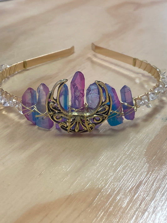 Unicorn Color Quartz Moon Crown