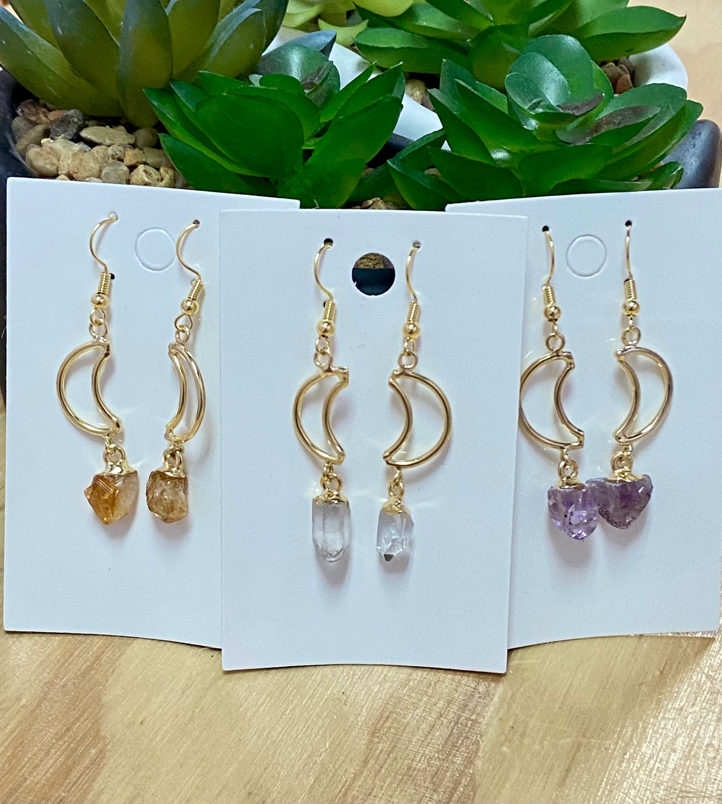 Gold Plated Moon Earrings