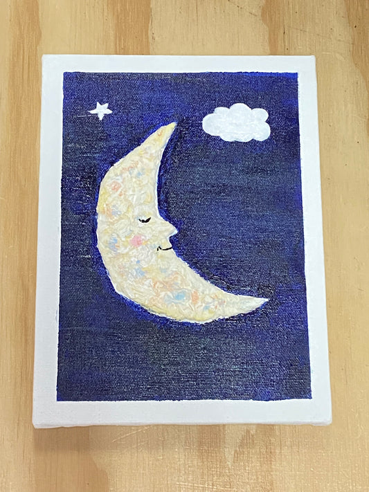 Handmade Canva Moon Painting 3D