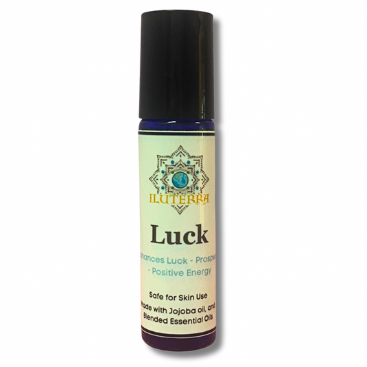 Luck Oil Roller: mezcla de aceites esenciales con aceite de jojoba orgánico para la buena fortuna, las oportunidades y la energía positiva.