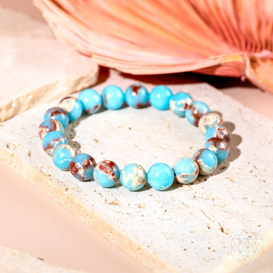 Pulsera de jaspe Aqua Terra con escudo de empático