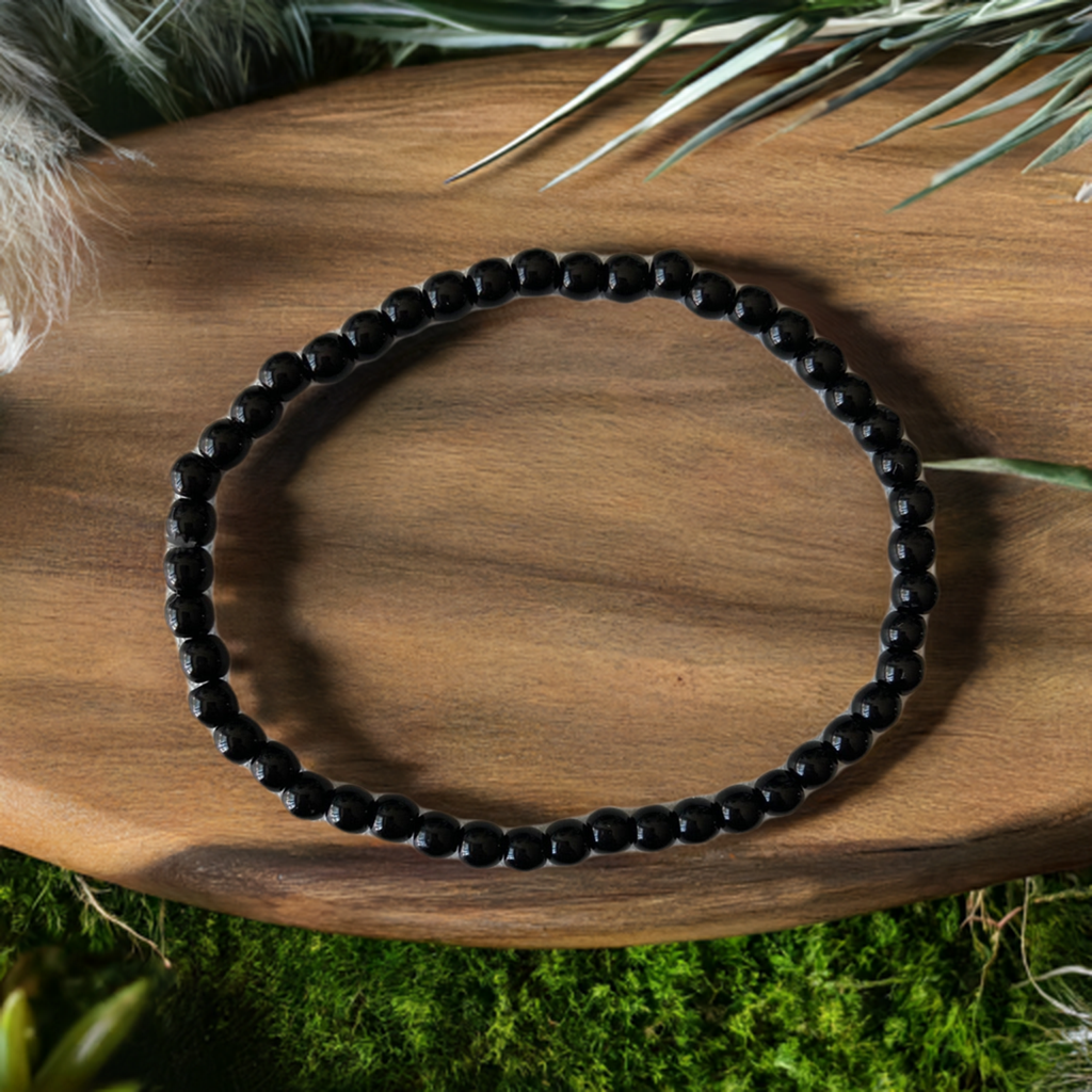 Pulsera de cuentas de obsidiana negra