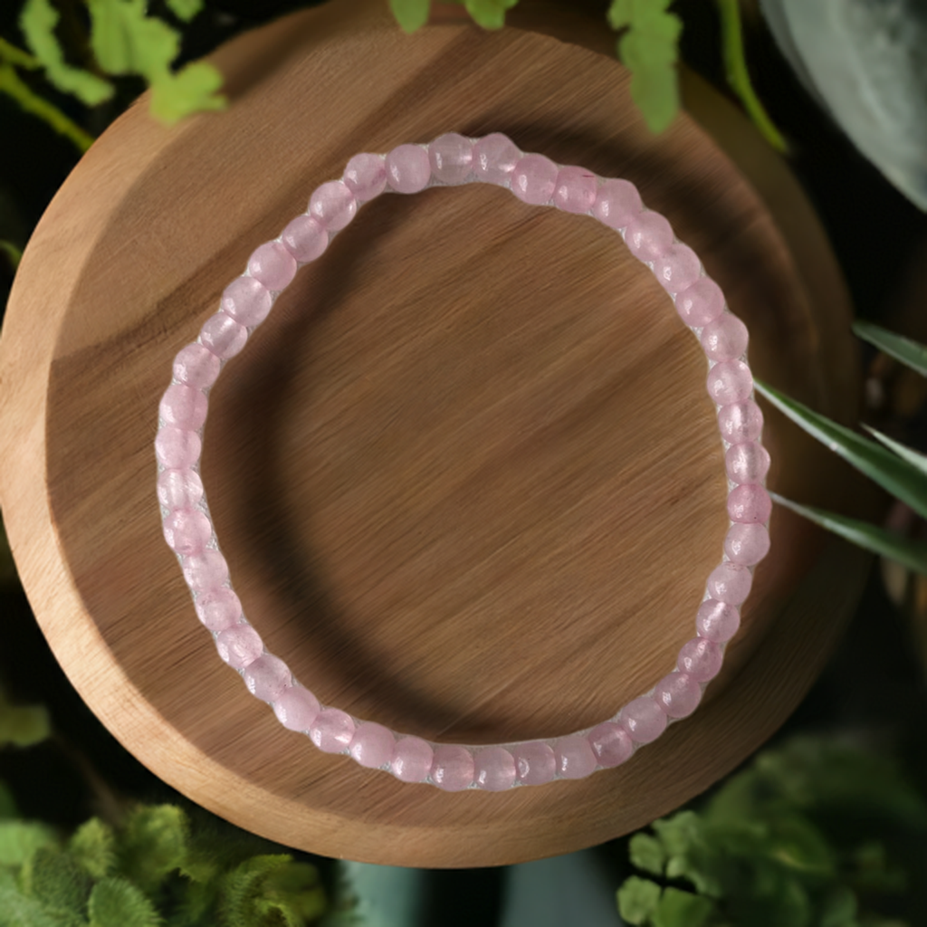 Pulsera de cuentas de cuarzo rosa